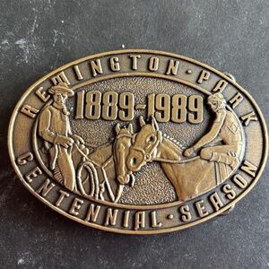 Remington Park Oklahoma City Horse Race Track 1989 Centennial Season Belt Buckle